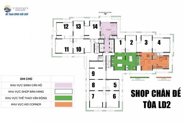 SHOP CHÂN ĐẾ TÒA LD2-S11 Vinhomes OCEAN PARK