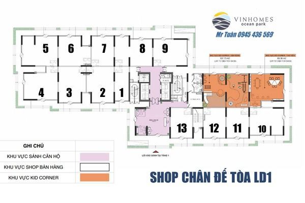 SHOP CHÂN ĐẾ TÒA LD1-S11 Vinhomes OCEAN PARK