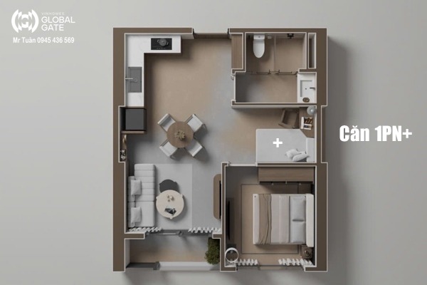 CĂN 11 TÒA M1 (46,6m2 / 1 NGỦ+ / BC: ĐÔNG BẮC, VIEW HỒ, CÔNG VIÊN)