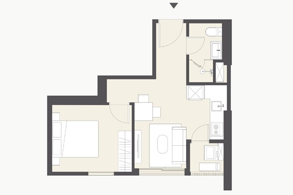 CĂN 14 TÒA B2 | B2-xx-14 (1 NGỦ / 34,2m2 / BC: TÂY NAM, VIEW CÔNG VIÊN)