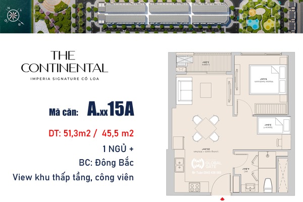 CĂN 15A TÒA Y4 - ATLANTIC  The Continental Imperia Signature Cổ Loa
