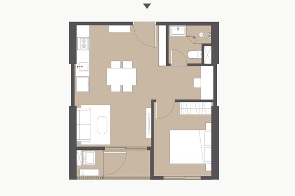 CĂN 16 TÒA B2 | B2-xx-16 (1 NGỦ+ / 45,7 m2) BC: TÂY NAM, VIEW CÔNG VIÊN