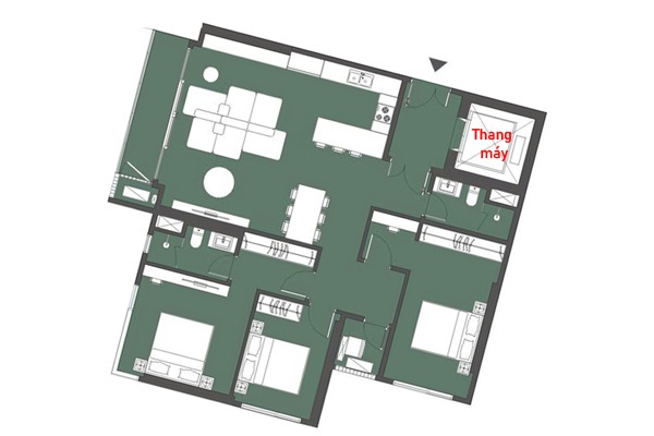 Căn góc 03 tòa Y3 (114,3 m2 / 3 ngủ, view hồ, thang máy riêng) LUMIÈRE Essence Peak II