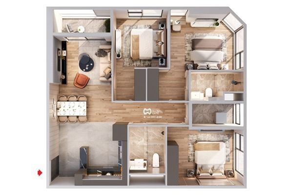 CĂN GÓC 11 TÒA Y4 - ATLANTIC  (3NGỦ / 88,9 m2)