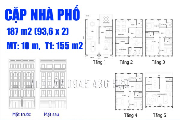 CẶP NHÀ PHỐ ĐƯỜNG THỜI ĐẠI (187 m2 / MT 10m / SÀN T1: 155 m2)
