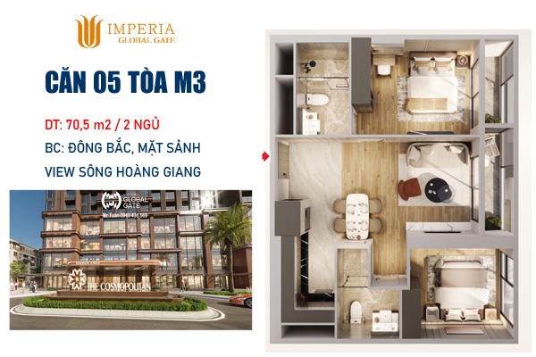 LAYOUT CĂN 05  TÒA M3 COSMOPOLITAN VINHOMES GLOBAL GATE
