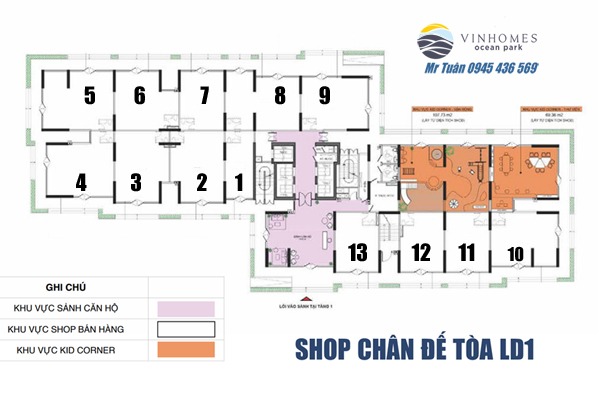 SHOP CHÂN ĐẾ TÒA LD1-S01 Vinhomes OCEAN PARK
