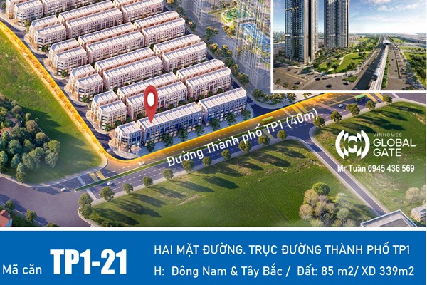 TP1-21  SHOPHOUSE ĐƯỜNG THÀNH PHỐ - TP1 VINHOMES GLOBAL GATE