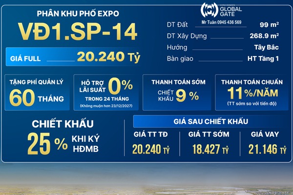 VĐ1.SP-14 Shop EXPO Boutique (ĐƯỜNG VIỄN ĐÔNG 1 - ĐỐI DIỆN TRIỂN LÃM)