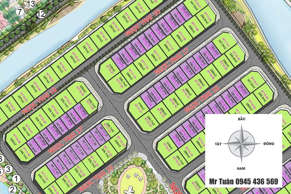 BIỆT THỰ NGỌC TRAI NT17-51 (248m GÓC, VIEW SÔNG)