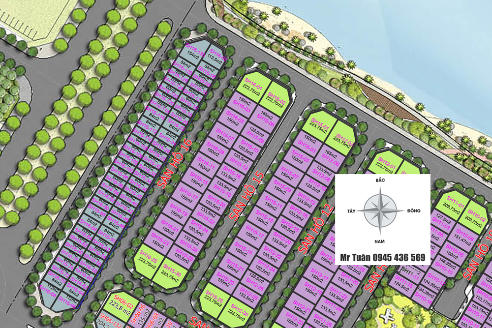 BIỆT THỰ SAN HÔ SH15-01 (MẶT HỒ, GÓC 223.7m)